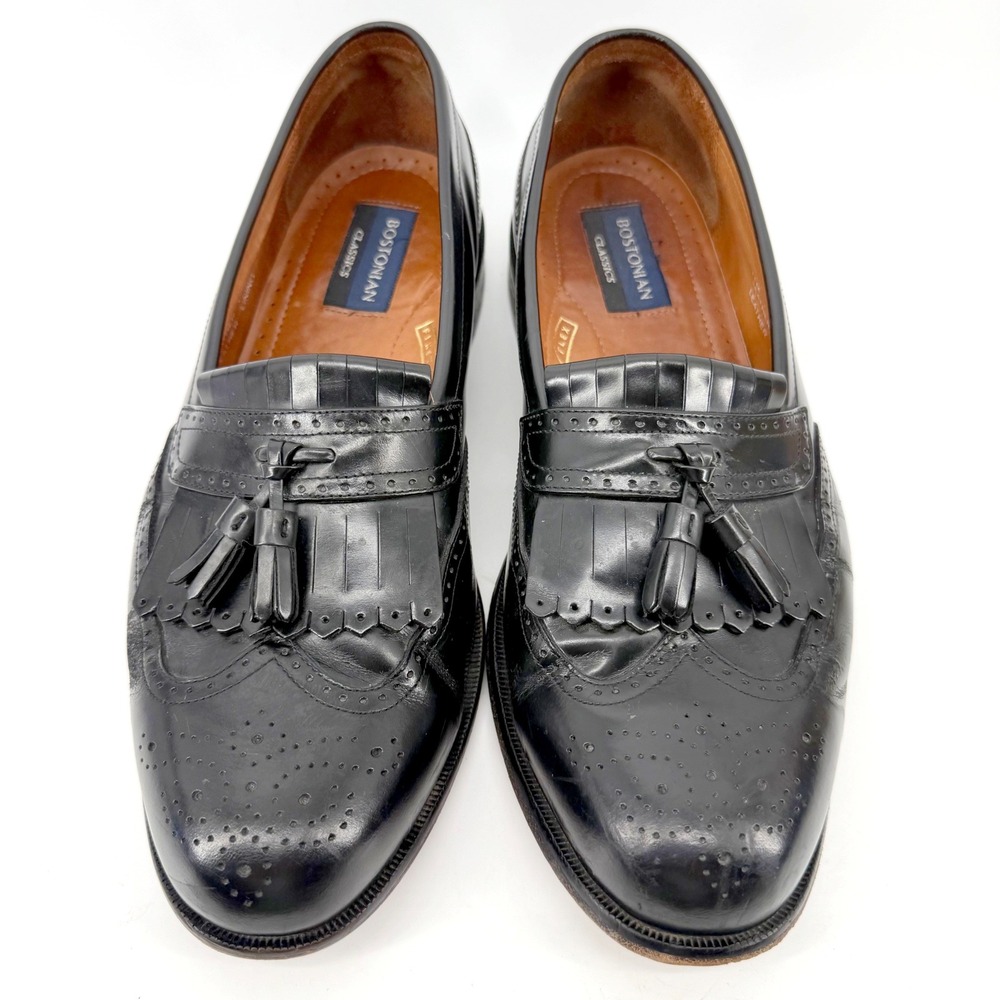 Bostonian Classics First Flex Dress Shoes 11 M Blk Leather Kiltie Tassel Loafers - Picture 5 of 9
